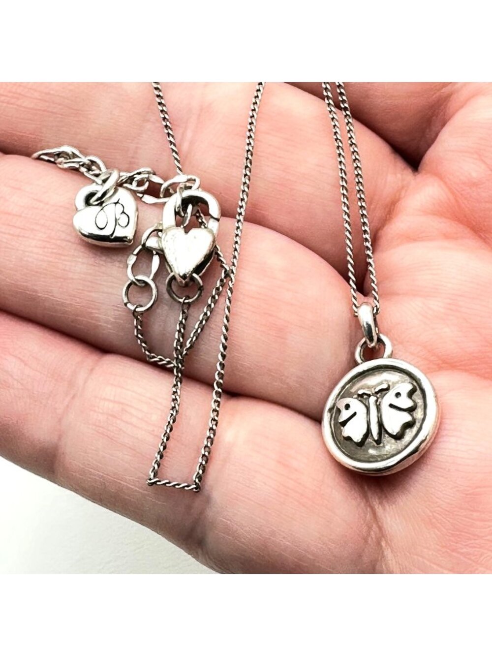 Brighton Necklace Bellismo Basket Weave Heart Pendant Silver 16 - 18 Inch